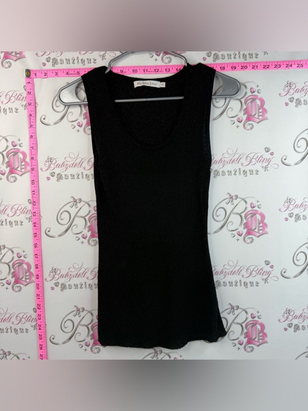 Melanie Lyne tank top black stretchy Ribbed Scoop Neck Tank Top Black